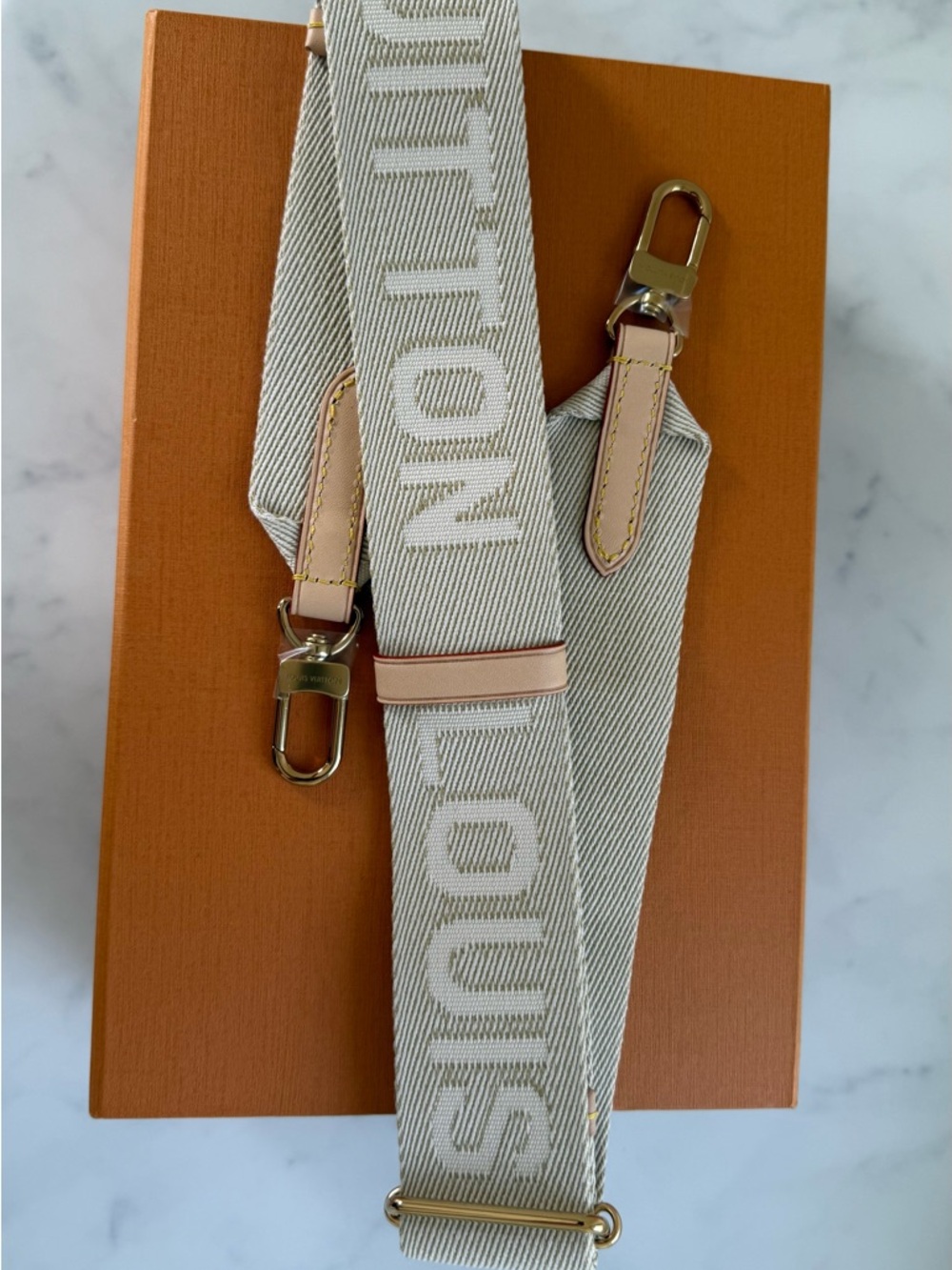 Louis Vuitton Beige Logo Canvas Crossbody Strap